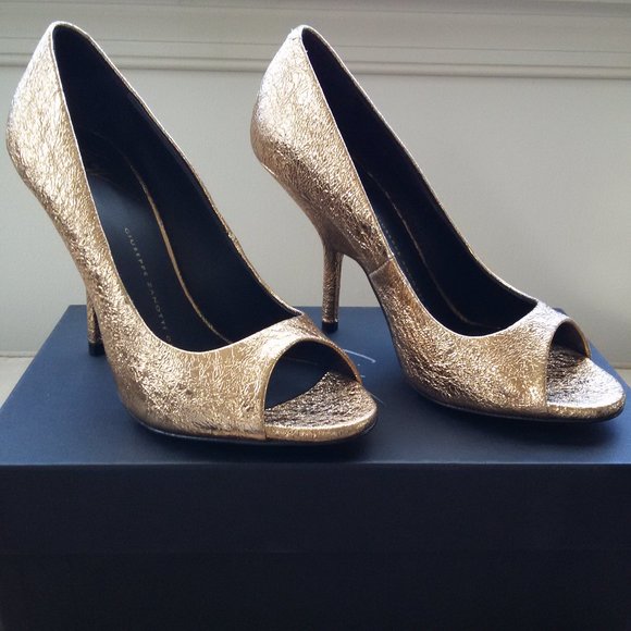 Giuseppe Zanotti Gold Peep Toe Heels - Picture 2 of 8